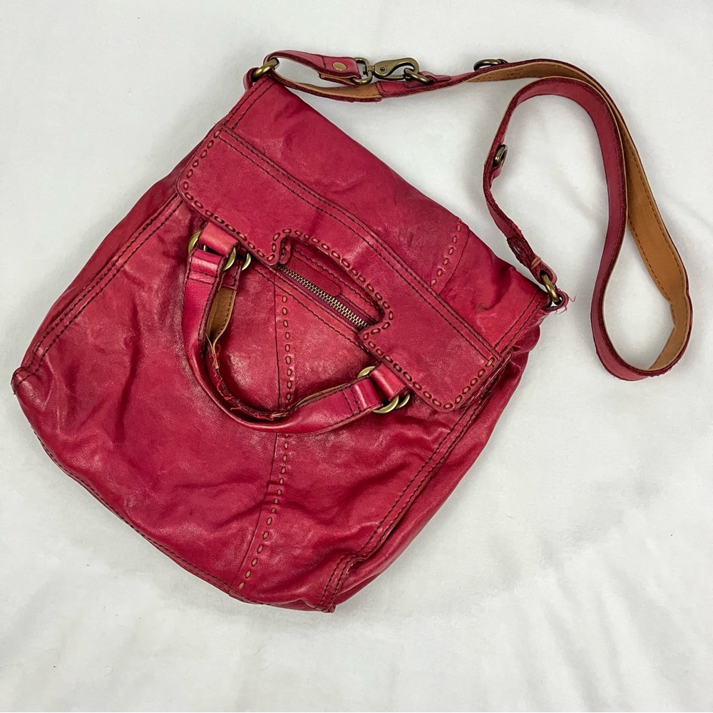 Lucky Brand Red Italian Leather Women's Satchel Bag RARE